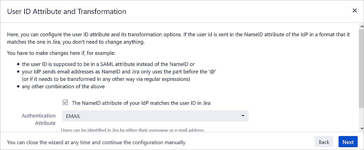 User ID Attribute and Transformation
